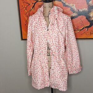 Lands End Floral Zipper Jacket Size Medium